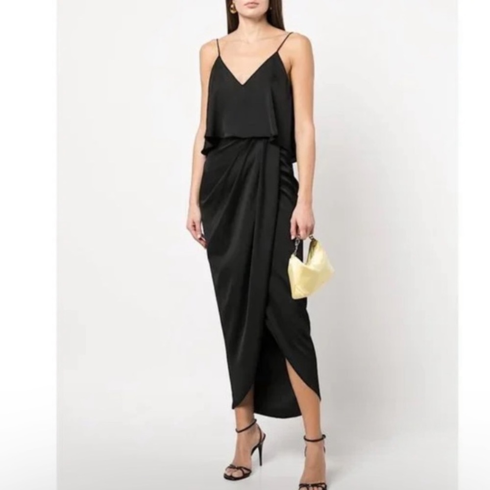 🌟NEW Shona Joy Luxe Frill cocktail dress black onyx size 10